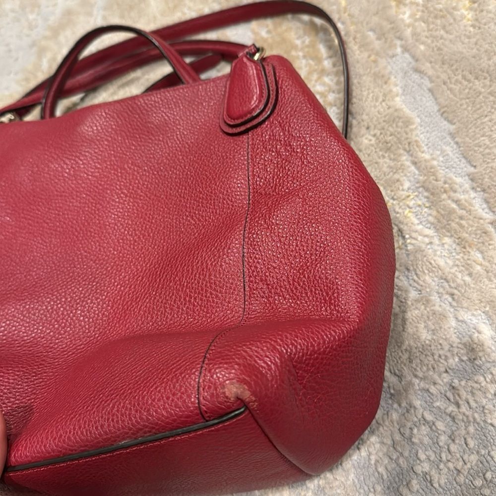 Coach Red Leather Satchel Tote with Removable Strap - Picture 7 of 14
